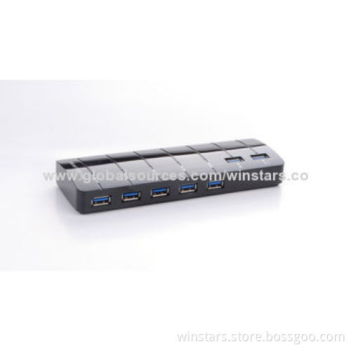 Super Speed USB3.0 7-port Hub with Power Adapter, Compliant with USB Battery Charging